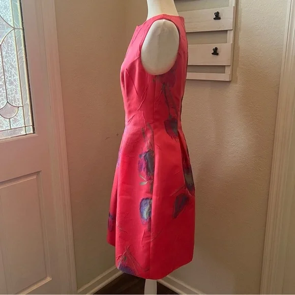 Lela Rose Pink Floral A-Line Dress Sleeveless - Picture 3 of 10